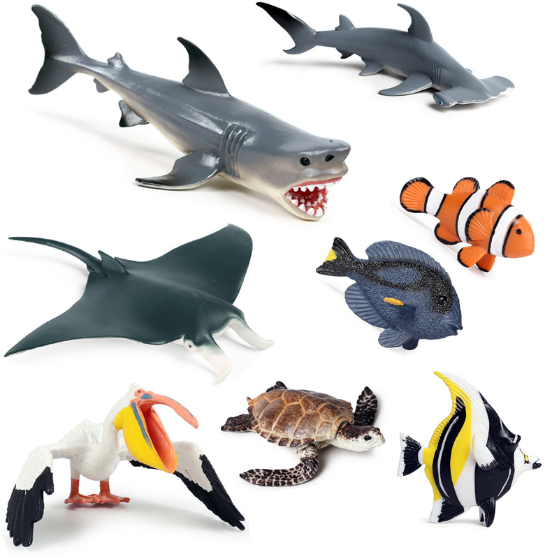 小丑鱼蓝唐王鱼大白鲨镰鱼鹈鹕海龟儿童过家家海底总动员动物玩具