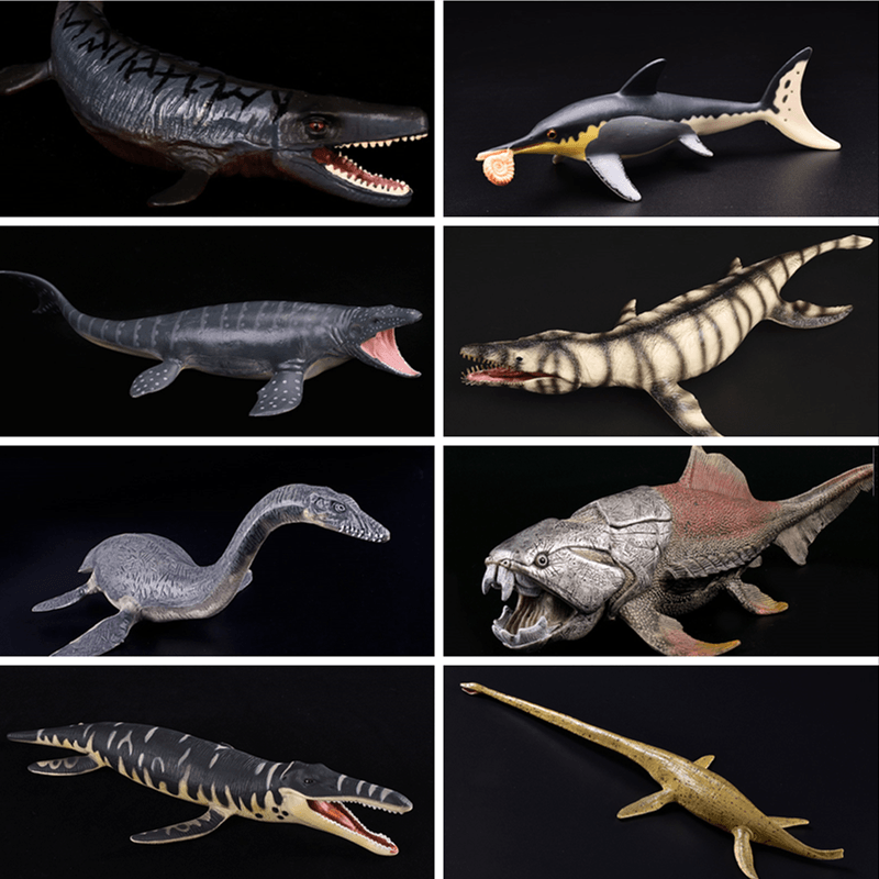 儿童仿真恐龙动物玩具模型海底沧龙邓氏鱼蛇颈龙海王龙滑齿龙3-6