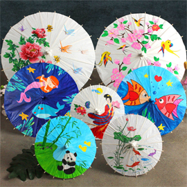 手工diy油纸伞材料幼儿园儿童彩绘手绘画涂色涂鸦空白色雨伞玩具