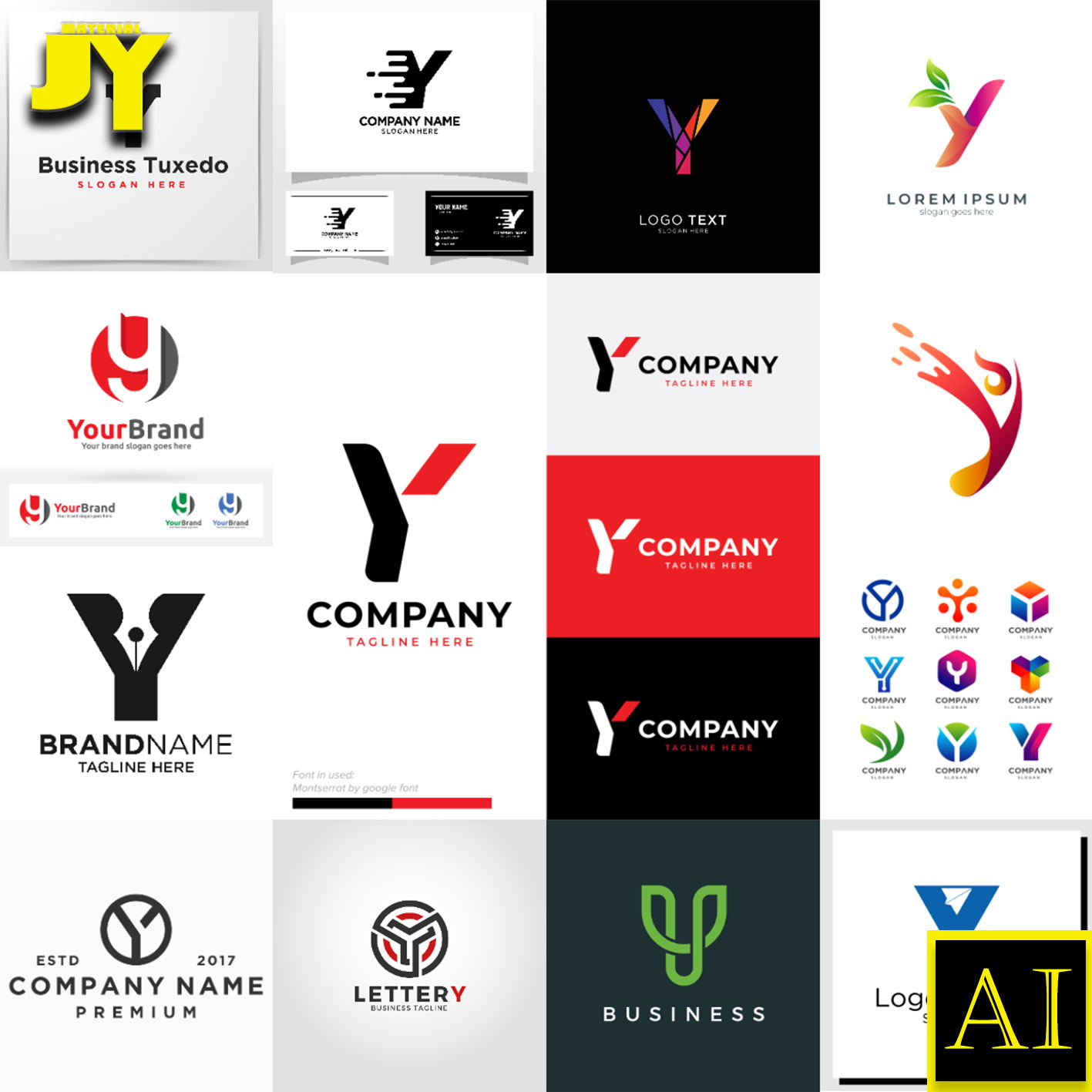 多样化艺术字母Yy创意变形科技感设计企业LOGO图标AI矢量图素材