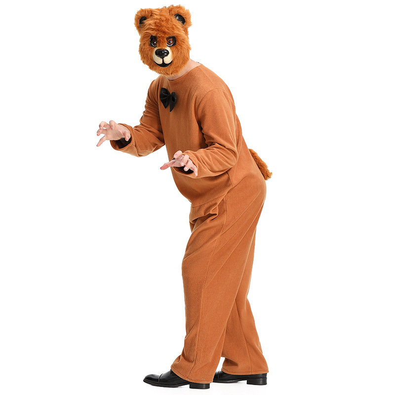 万圣节外贸款式亚马逊动物装 微笑小熊先生玩偶连体衣 棕熊表演服