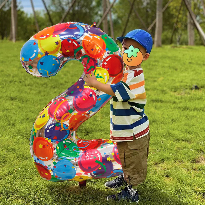 超大号彩色数字气球男女孩儿童生日周岁派对装饰布置氛围拍照道具