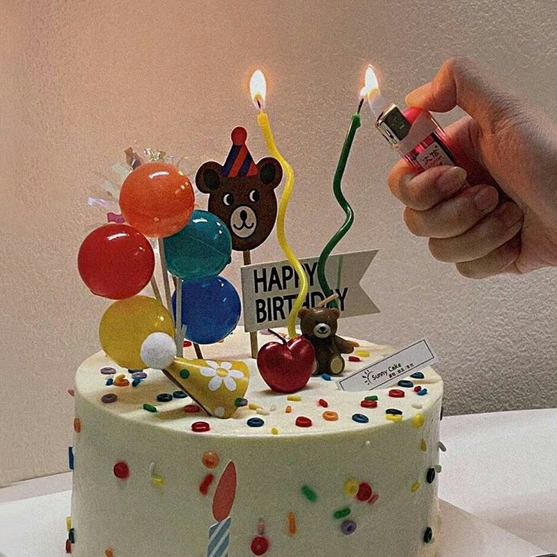 蛋糕装饰摆件网红配件小熊数字生日用蜡烛高级氛围感道具2024新款