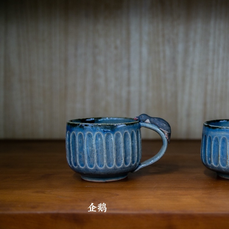【月器】日本陶艺家渡边贵子作品 动物粗陶马克杯 咖啡杯 片口