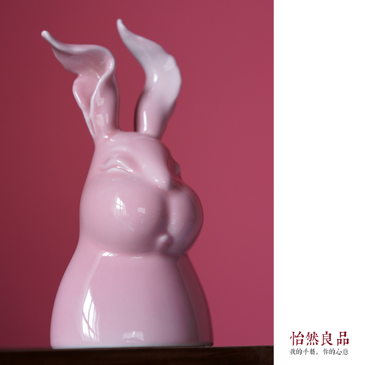 原创景德镇雕塑2023年生肖兔摆件简约动物造型现代手工陶艺作品