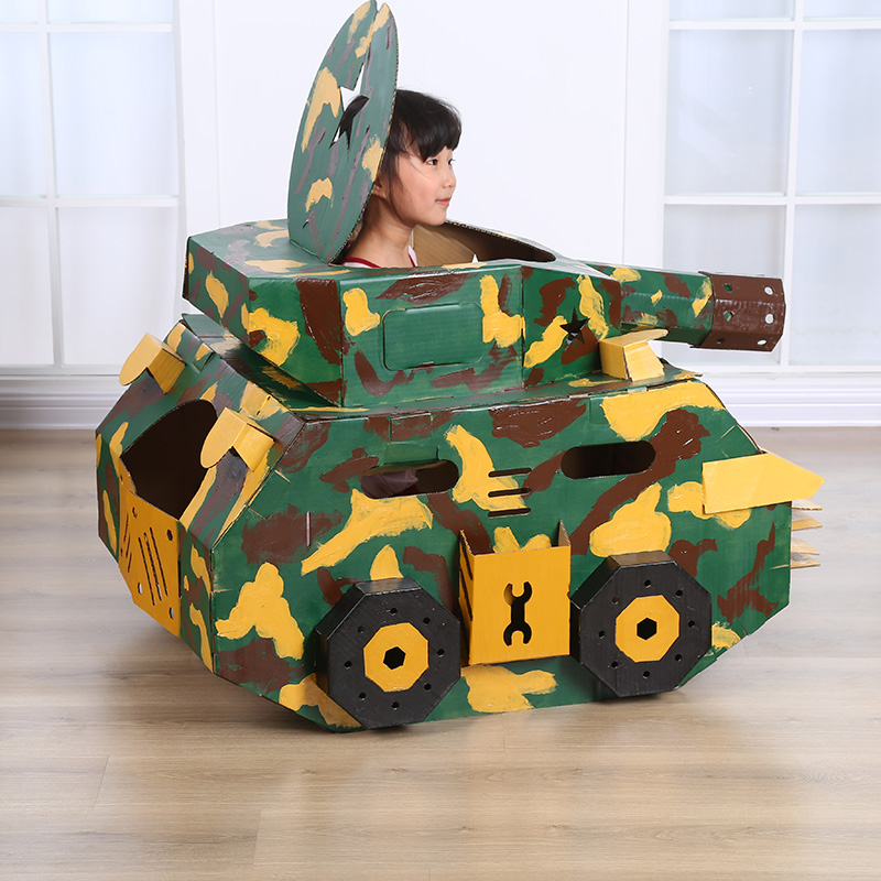儿童纸板玩具纸箱纸皮坦克车大飞机diy手工制作模型纸汽车大型号