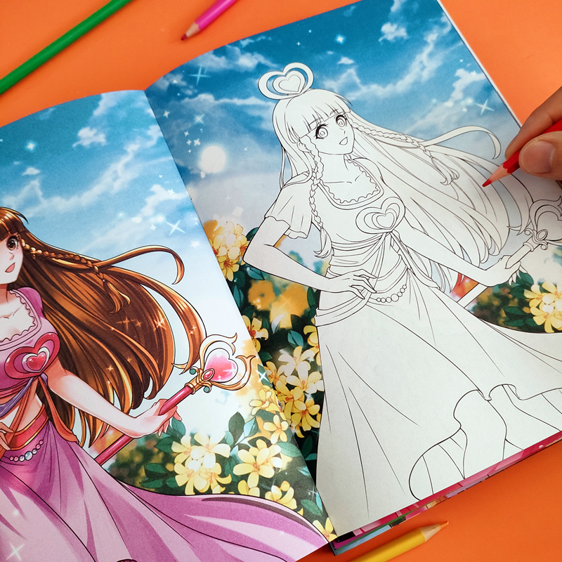 叶罗丽公主涂色画画本女孩绘画册冰公主涂鸦卡通儿童填色手绘套装
