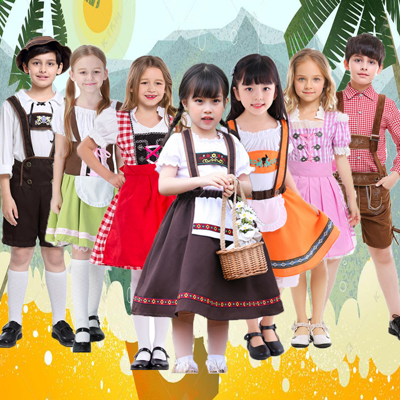 德国民族传统巴伐利亚新法国男女童表演服装儿童节舞台演出啤酒服