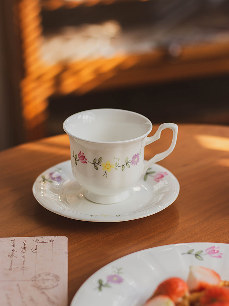 手绘|花境 釉中彩复古骨瓷欧式下午茶咖啡杯碟套装礼品礼物180ml