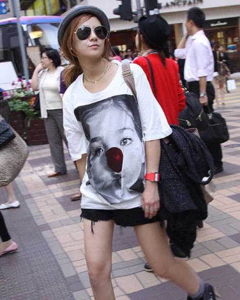 韩国学生t恤情侣装上衣短袖宽松半袖纯棉bf风夏季女士小丑头像纯