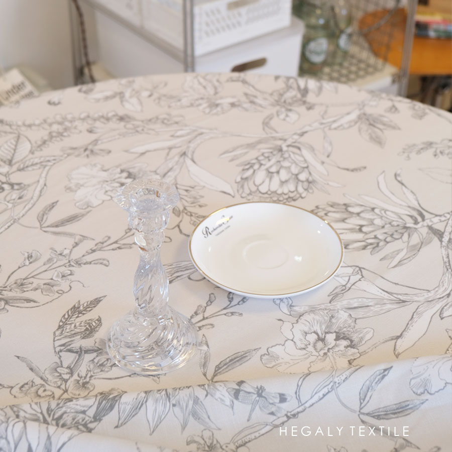 HEGALY 灰绿色印花复古气质桌布棉麻网红桌面碎花装饰拍摄背景布
