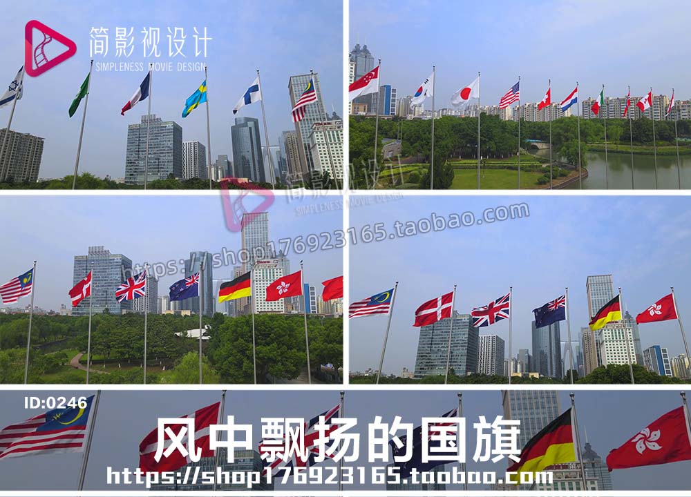 世界各国国旗飘扬国际合作交流会议旗帜各国国旗联合国视频素材