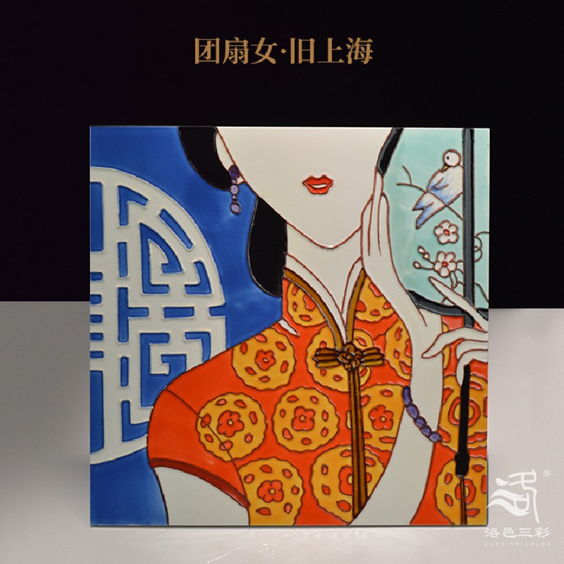 洛阳唐三彩陶瓷画 手绘立线瓷板画 中国风古典装饰手工艺外贸礼品