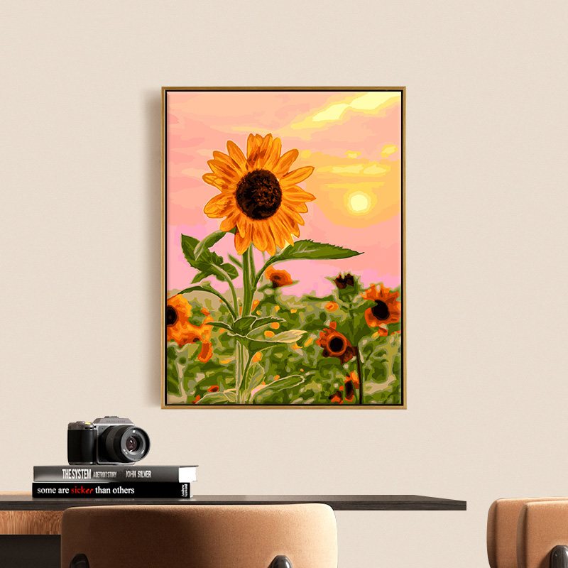 数字油画diy填色手工填充丙烯装饰手绘客厅向日葵的夏天画画油彩