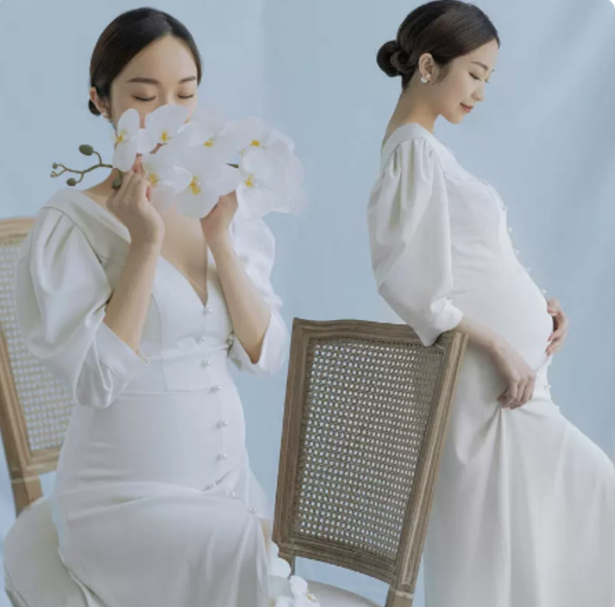 孕妇摄影服装新款孕妇拍照写真服装韩式唯美孕妇照白色拖尾礼服饰