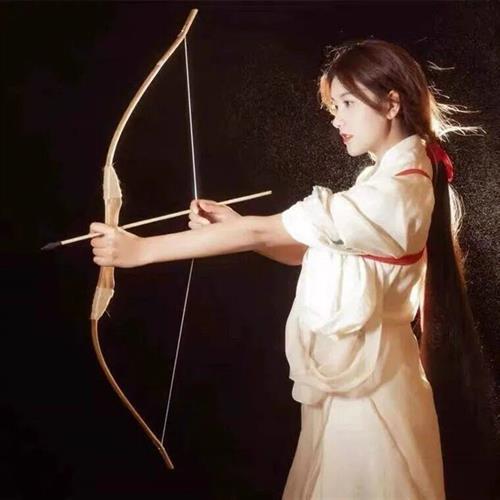 弓箭cos道具木质小型古代中国传统靶子儿童玩具木制小号弩大威力