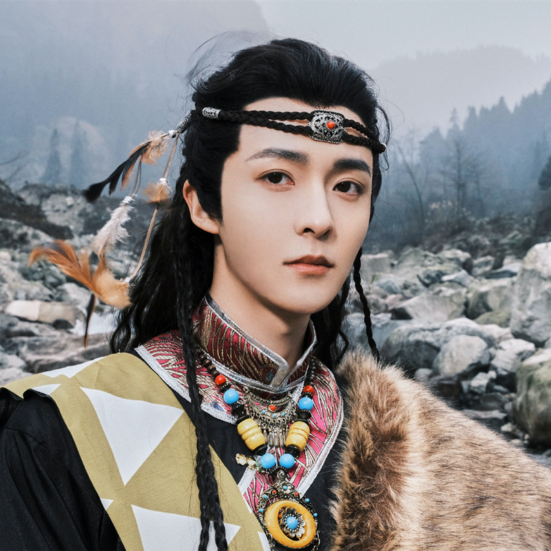 蒙古西藏族发绳异域民族风头饰藏式男生发带额头饰编织个性饰品