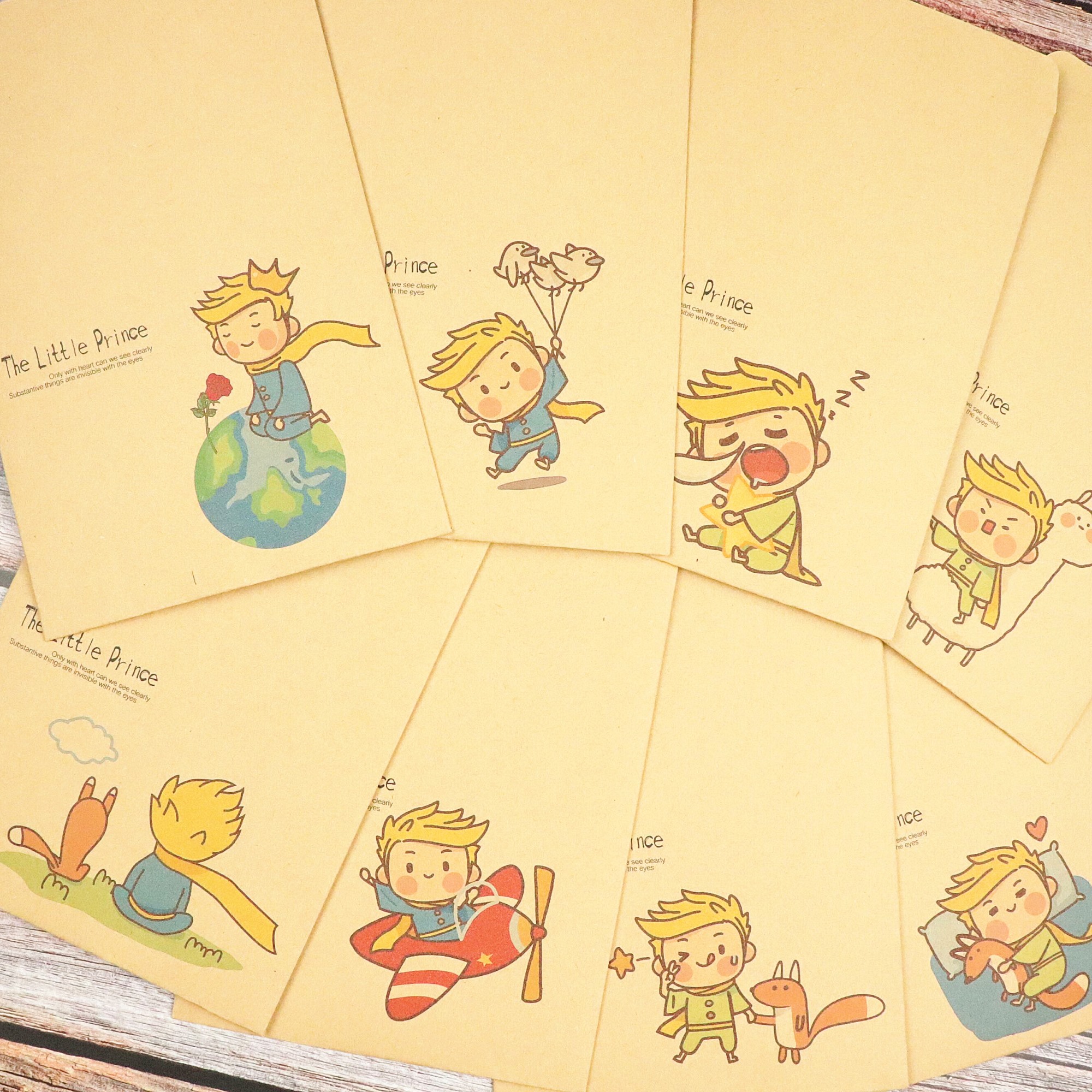 小王子信纸信封精选集星球与玫瑰花手绘简约风插画卡通图案牛皮纸