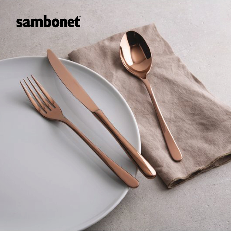 Sambonet意大利进口西式优质18-10不锈钢PVD餐具家用刀叉勺6件套