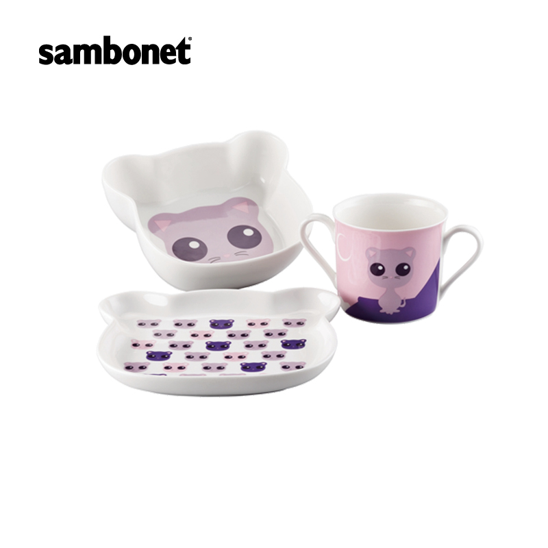 意大利Sambonet欧式卡通儿童餐具Kids系列Caty三件套套装