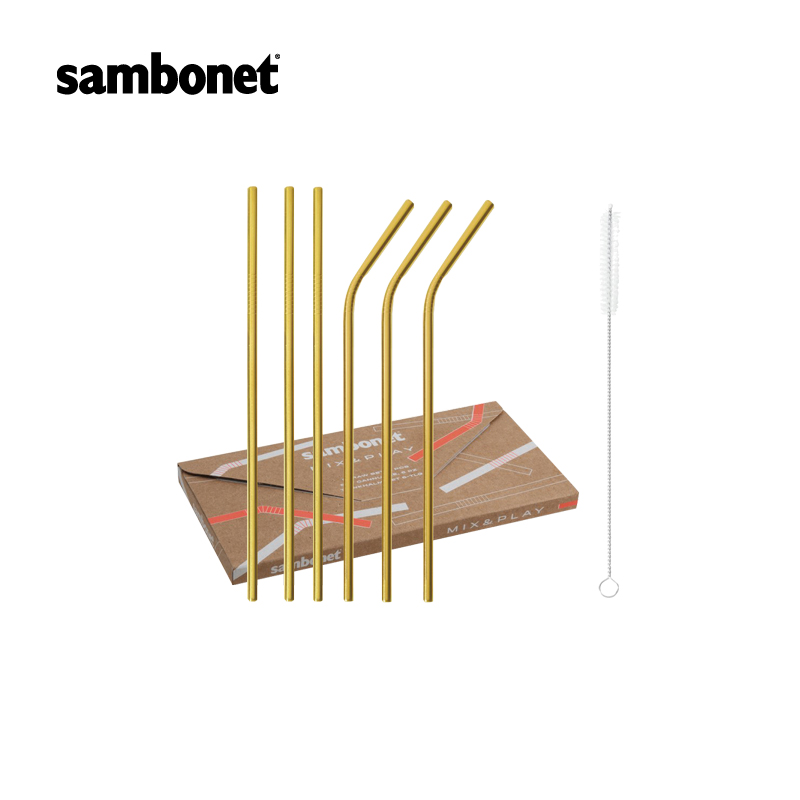 意大利Sambonet正品Mix Play创意PVD不锈钢两色饮料奶茶果汁吸管