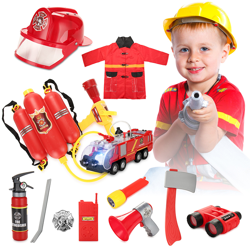儿童角色扮演道具消防员山姆背包水枪消防防火服玩具套装演出服装