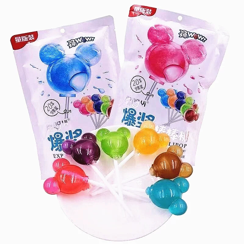 爆浆棒棒糖鹏逸网红小零食创意造型年货混合水果独立包装儿童糖果