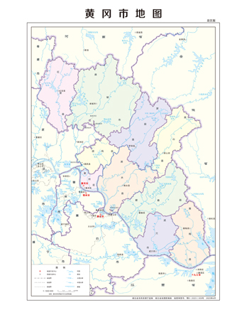 黄冈市地图行政区划水系河流湖泊交通旅游铁路地形卫星流域乡镇村