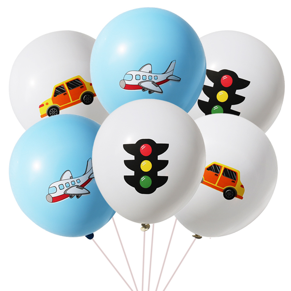 卡通交通工具乳胶气球红绿灯飞机气球儿童汽车生日主题派对装饰品