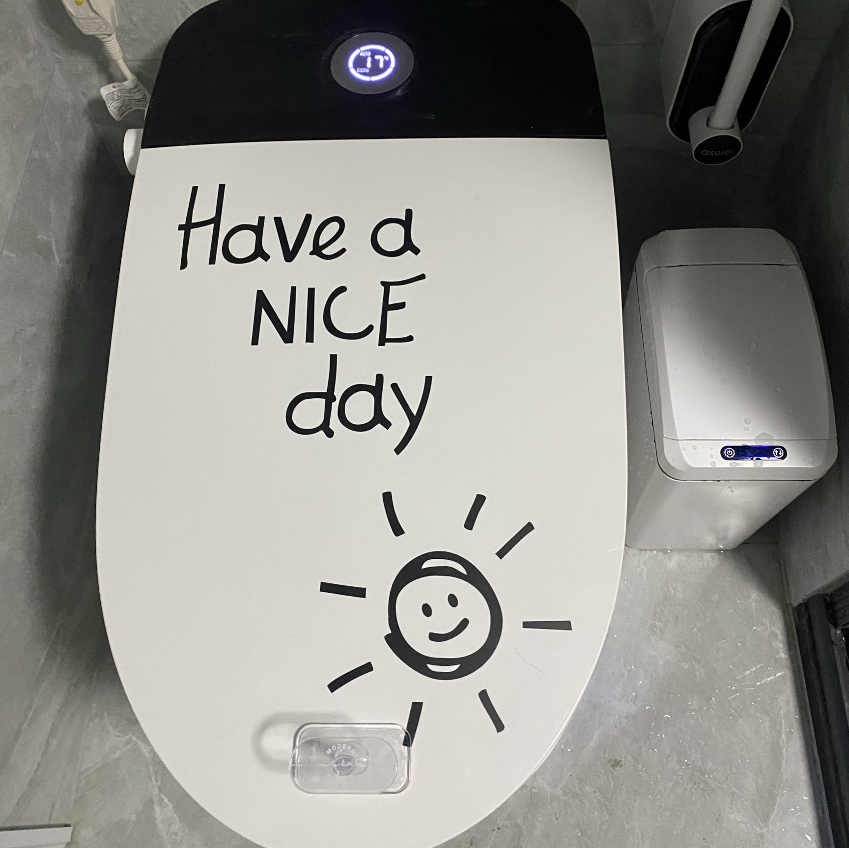 马桶贴画装饰搞笑盖创意英文太阳卡通卫生间厕所坐便防水贴纸可爱
