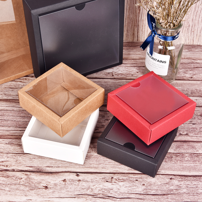 手工皂纸盒气垫透明盖包装盒正方形磨砂小盒阿胶包装口红盒子定做