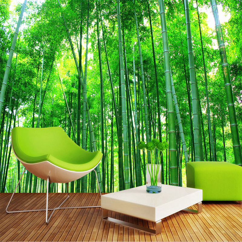 绿色竹子风景画贴纸壁纸自粘墙贴竹林客厅壁画3d立体墙贴画