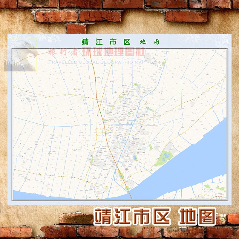 超大巨幅 靖江市区地图墙贴定做 城市城区海报2023新版装饰画芯