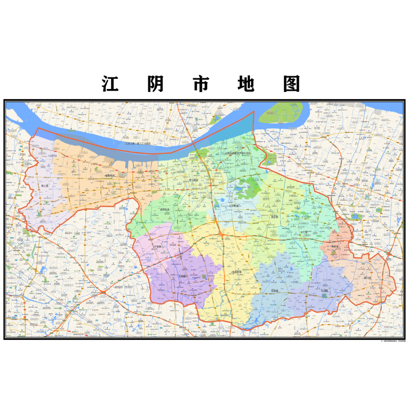 江阴市地图2023年行政区划市区主城区街道交通地图定制图片素材