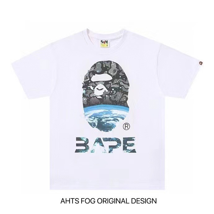 AHTS FOGBAPE 猿人头地球图案印花短袖T恤春夏男女创意上衣百搭潮