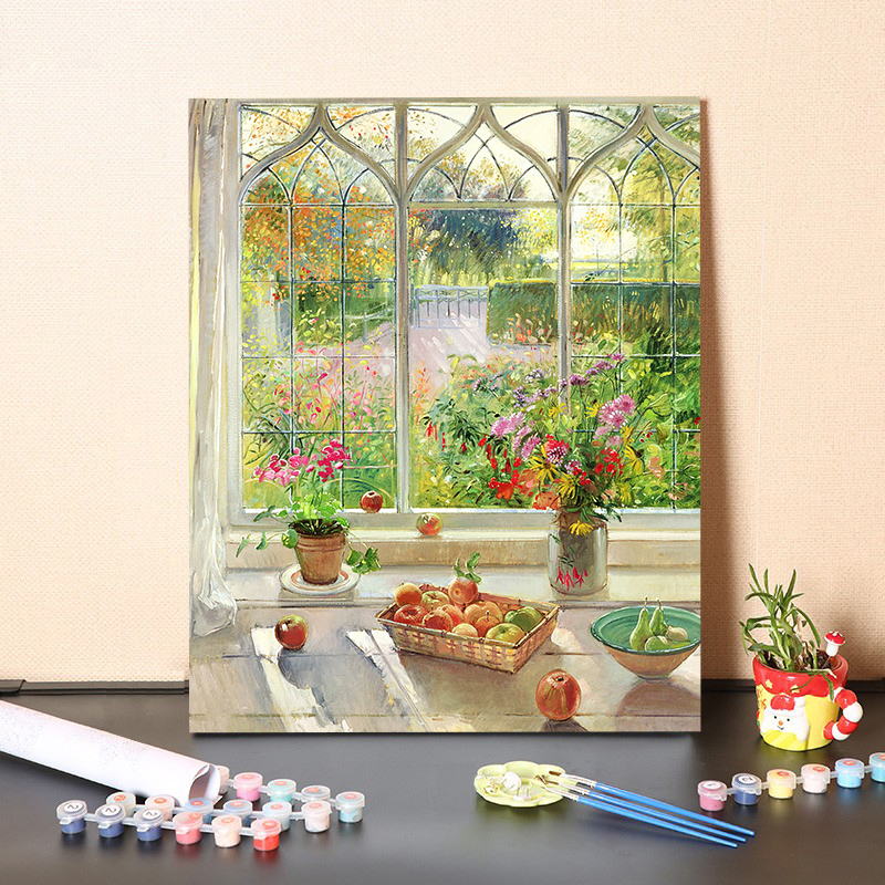 数字油画DIY手绘现代画家 花卉风景植物 装饰画休闲减压打发时间