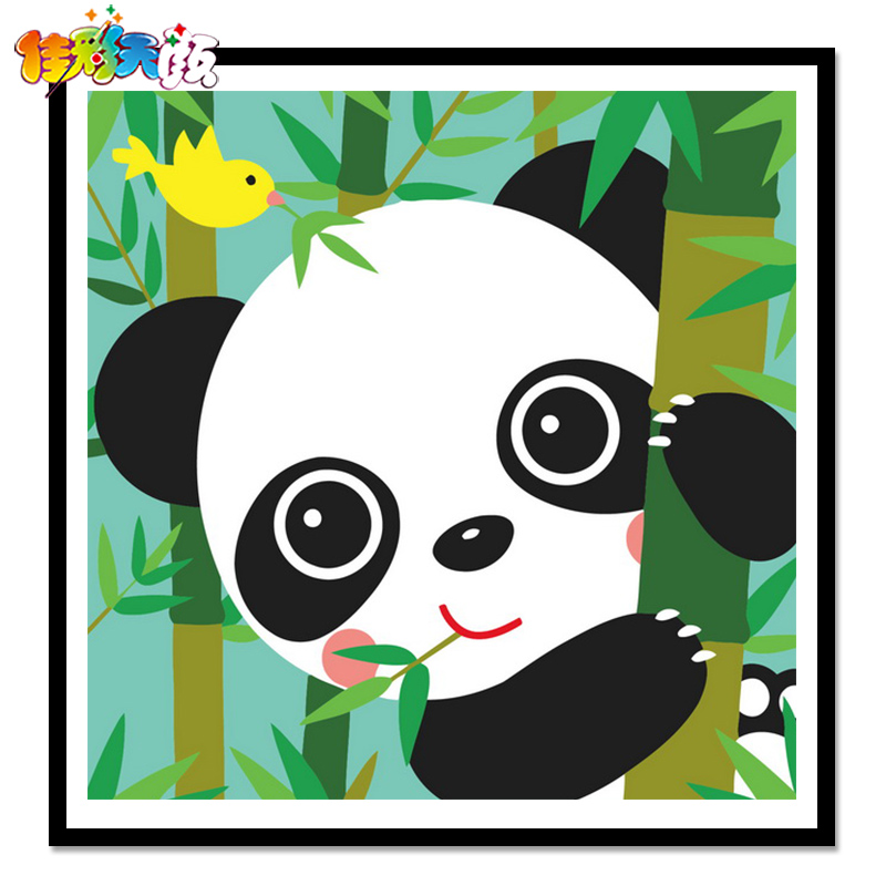 佳彩天颜 diy数字油画填充手绘卡通动漫熊猫动物儿童小尺寸学生画