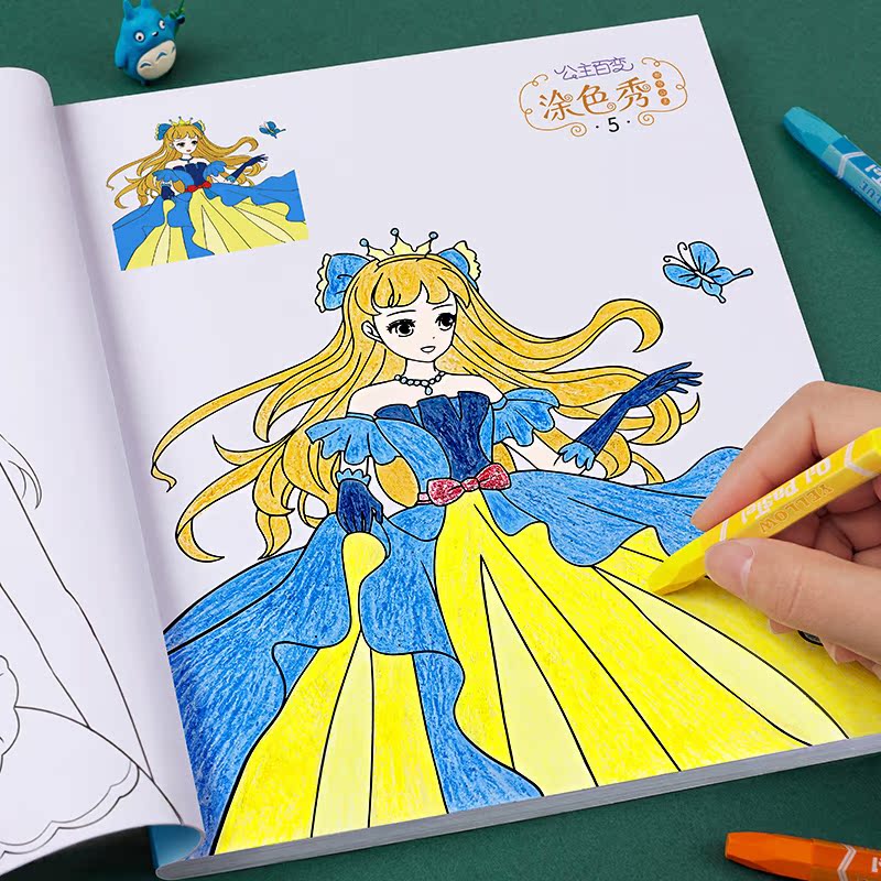 公主涂色书儿童画画本幼儿园图画绘画册描绘小孩涂鸦填色绘本套装