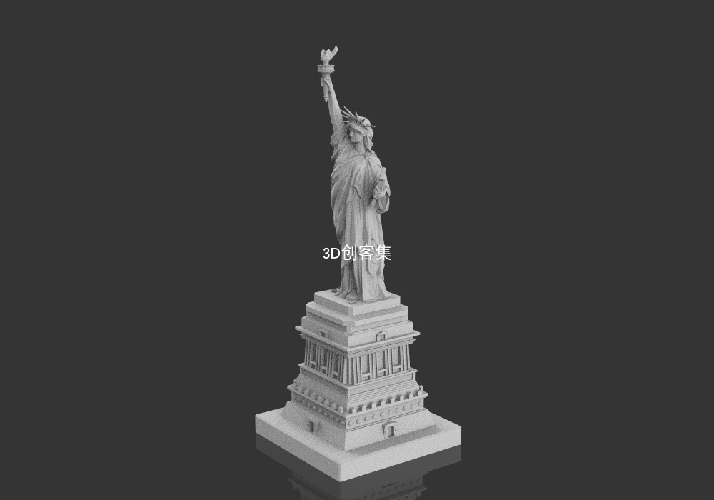 3D打印图纸stl文件建筑三维数模3D动画素材元宇宙素材(自由女神像