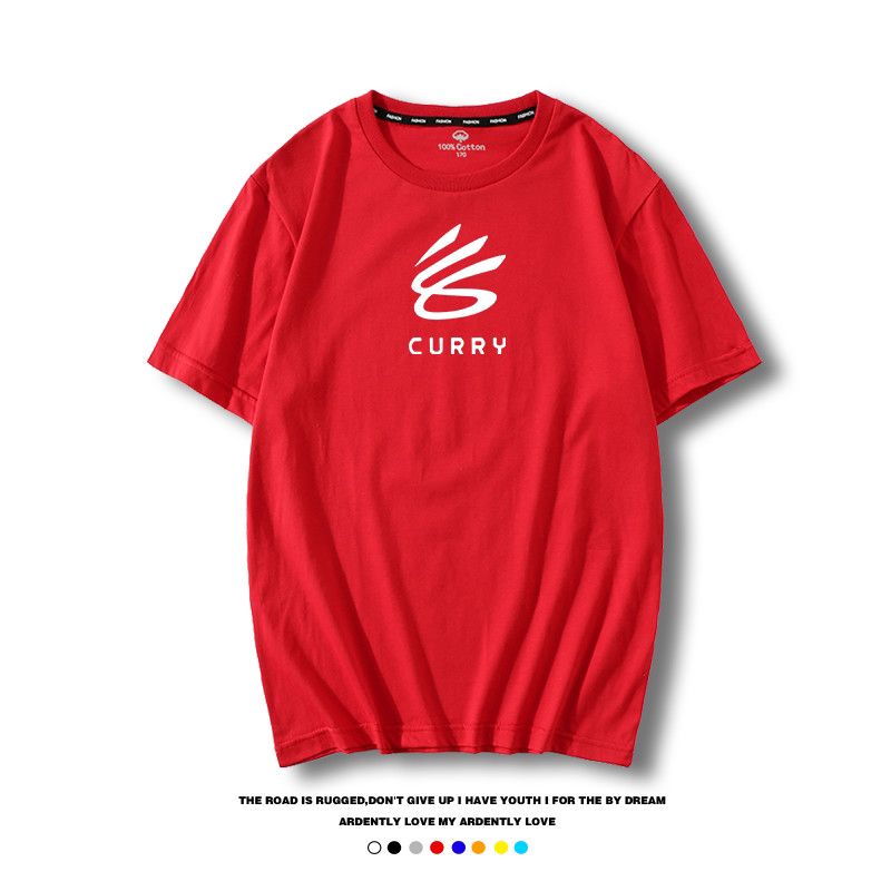 NBA库里同款标志新版LOGO短袖T恤勇士curry 青少年篮球半袖炫彩款