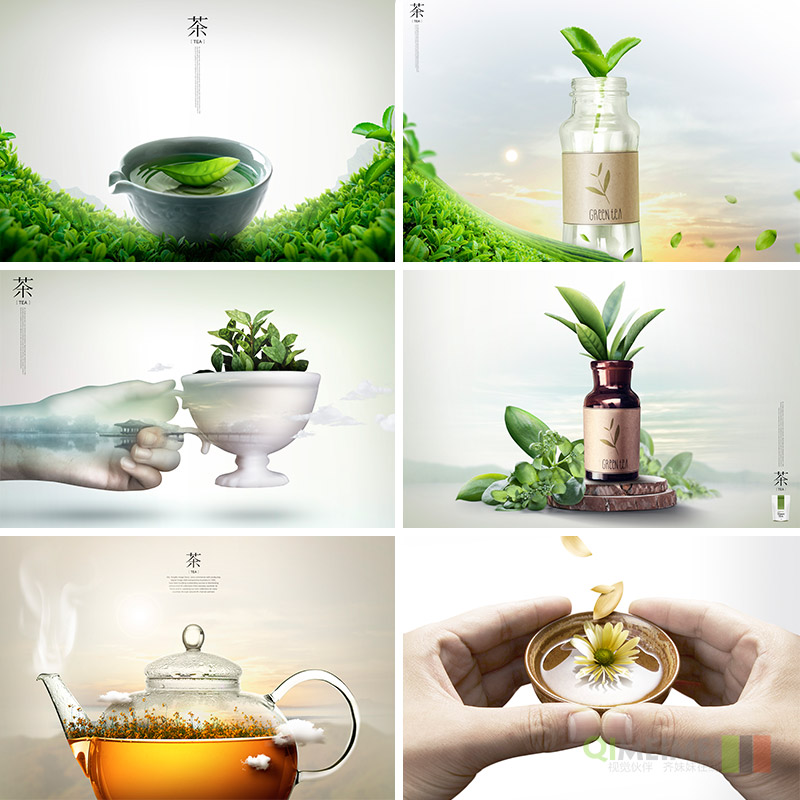 中国传统绿茶菊花茶文化产品宣传艺术海报PSD分层设计素材121112