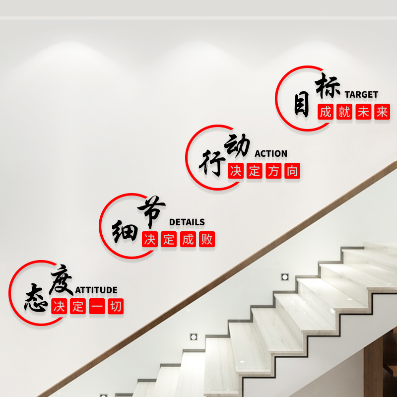 办公室装饰励志标语墙贴细节决定成败公司楼梯企业文化墙激励团队