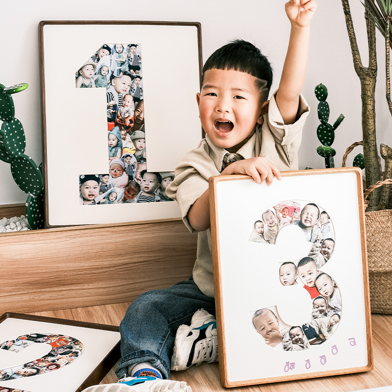 宝宝周岁纪念diy相框定制洗照片儿童成长记录框1周年礼物实木画框