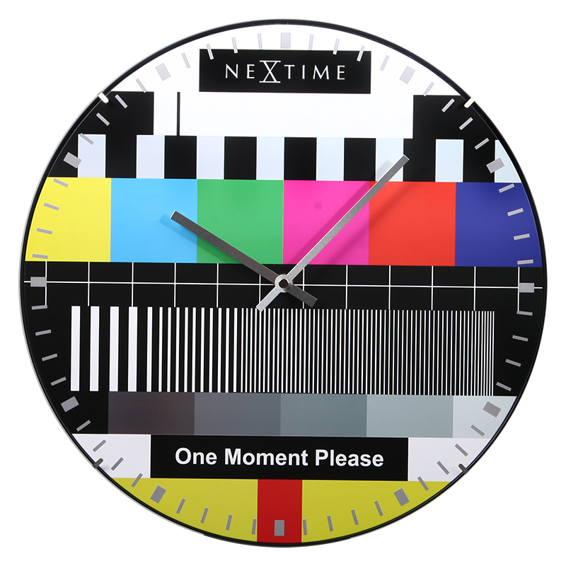 Nextime荷兰立时天电视信号彩条挂钟14英寸客厅个性停播画面钟表