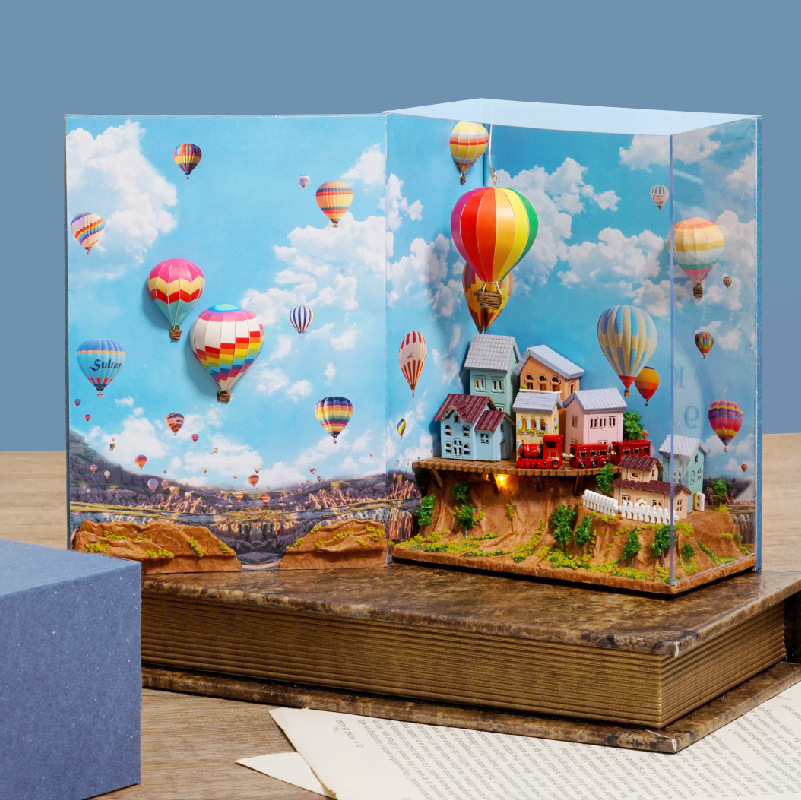 diy小屋新款水城日志热气球立体书系列创意手工制作迷你书屋世界