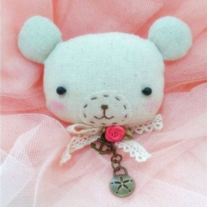 宝木子原创手工DIY布艺玩偶娃娃材料包 可爱小熊头像胸针