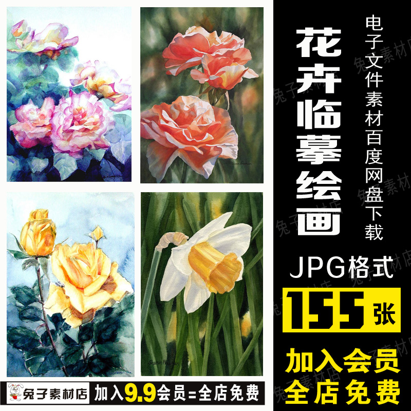 B65 美术水粉水彩彩铅油画丙烯花卉花朵手绘绘画临摹素材画室临摹