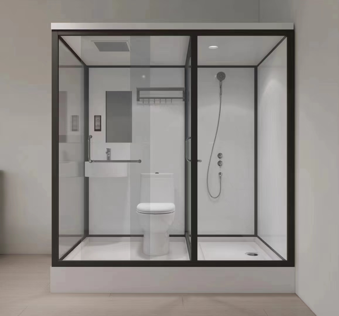整体淋浴房一体式卫生间室内厕所干湿分离玻璃移门洗澡间农村蹲坑