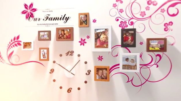唯美清新家庭旅行相册结婚纪念日儿童生日祝福照片墙展示AE模板