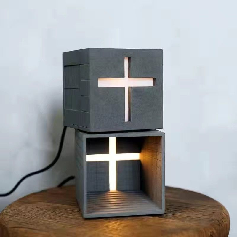 原创光之教堂台灯混凝土摆件设计师礼物ins创意经典建筑小夜灯